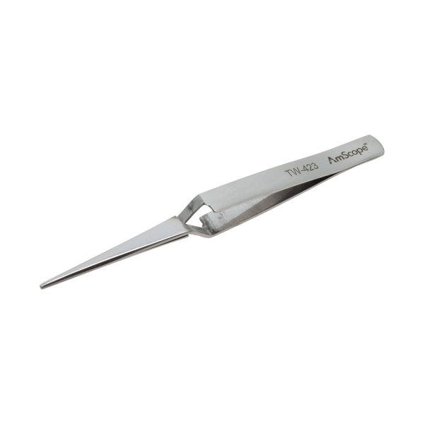 Amscope 4 1/2 in. Straight Narrow Point Cross Locking Tweezers TW-423